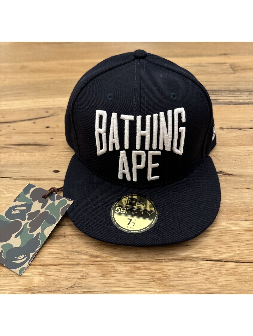 A BATHING APE NYC LOGO NEW ERA CAP Navy Hat from Japan 7 1/2